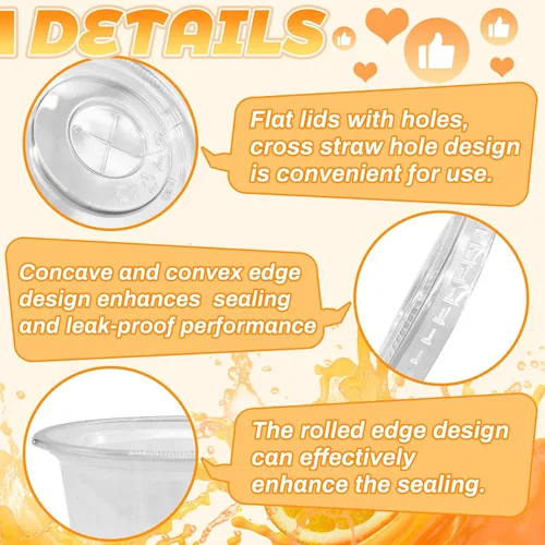 Miniatura 3 de Qinsihwn 100 Piezas Vasos de Plástico Desechables de 8 OZ con Tapas Planas, Vasos Transparentes de Porción con Tapas Planas, Recipientes de Plástico