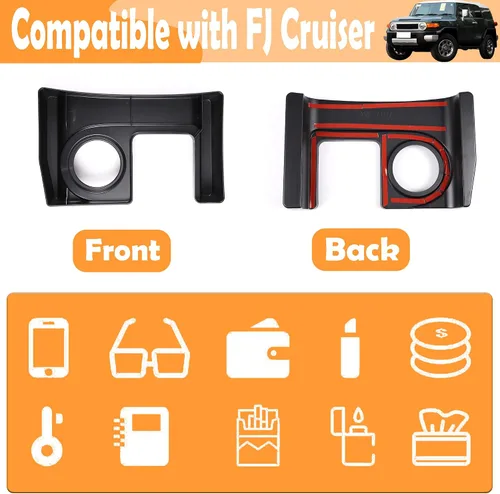 Miniatura 3 de Caja de almacenamiento en forma de U para transmisión de auto ABS Compatible con Toyota FJ Cruiser 2007-2021, bandeja de almacenamiento