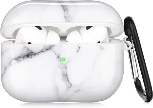 Funda para Airpods Pro - YOMPLOW Funda protectora rígida de piel portátil y a prueba de golpes para mujeres y niñas con llavero para Apple Airpods