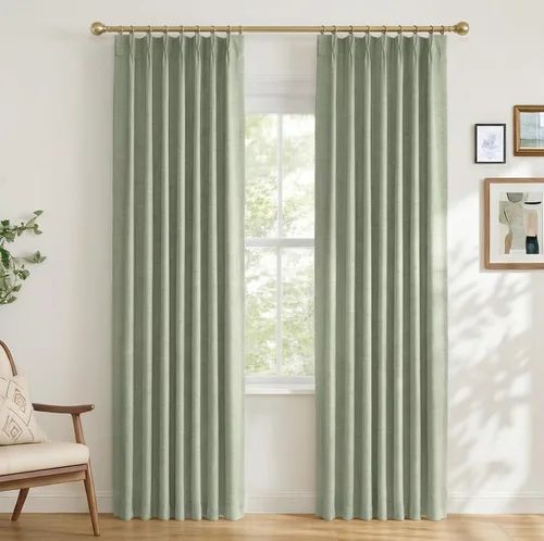 Miniatura 18 de 100% Blackout Shield Cortinas opacas con textura y aspecto de lino de 72 pulgadas de largo, juego de 2 paneles de cortinas opacas de lino sintético