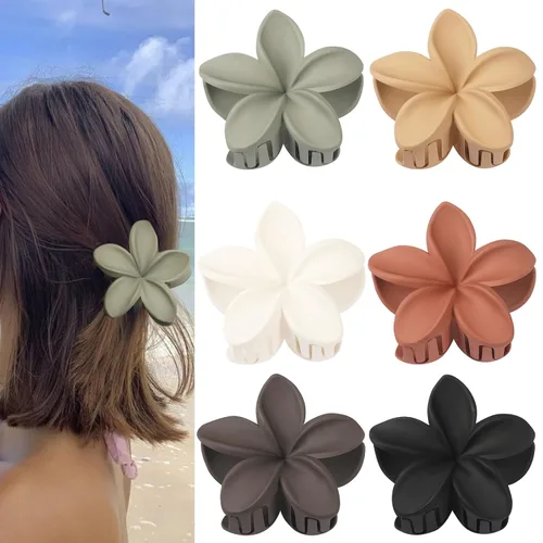 Miniatura 3 de Sisiaipu - Pinza para el cabello, 6 piezas, grandes, con forma de flor, para cabello grueso y mediano, pinzas para el cabello con flores hawaianas