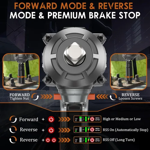 Miniatura 5 de 21V Cordless Impact Wrench - 750Ft-lbs(1000N·m) High Torque Brushless Power 1/2 Inch Impact Gun with 2 x 4.0Ah Batteries & 6 Sockets & Fast Charger