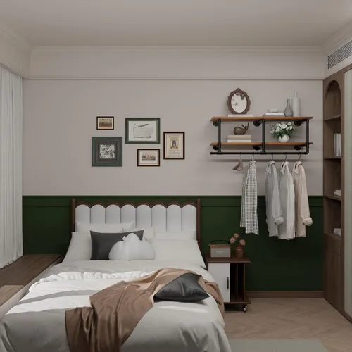 Miniatura 3 de Perchero montado en la pared de 12 pulgadas de profundidad, 42 pulgadas resistente con estante de madera de nogal real, barra de colgar multiusos