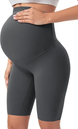Buttergene Pantalones cortos de maternidad sobre el vientre, pantalones cortos de motociclista para embarazo, pantalones cortos de entrenamiento