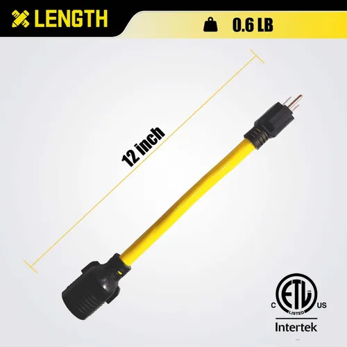 Miniatura 5 de Cable adaptador NEMA 5-15P a L14-30R, convertidor de bloqueo giratorio de 4 clavijas de 120 V a 30 amperios, interruptor de transferencia de enchufe