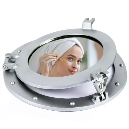 Miniatura 8 de Nagina International Espejo Náutico Premium de Aluminio con Recubrimiento en Polvo Estilo Pirata, Reloj y Ventana con Ojo de Buey Decoración Deco
