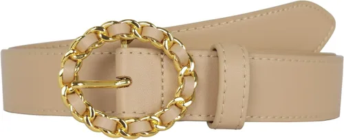 Miniatura 146 de Cinturón de cuero clásico con hebilla de metal para mujer con vestido de jeans