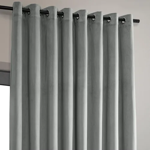 Miniatura 3 de HPD Half Price Drapes Cortinas opacas de terciopelo extra anchas con ojales, de 84 pulgadas de largo, bloqueo de calor y luz completa, para Gris