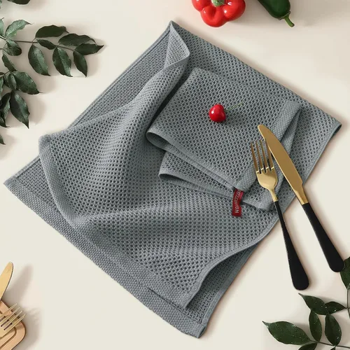 Miniatura 626 de Kitinjoy - Paños de cocina de 100 % algodón, tela de tejido gofrado, paño de limpieza ultrasuave, absorbente y de secado rápido. Beige