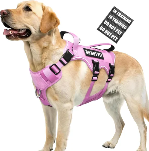 Miniatura 17 de WINSEE - Arnés para perro a prueba de fugas, arnés Molle de servicio y trabajo con doble asa, chaleco táctico para mascotas con 4 parches