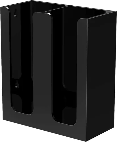 Richboom Soporte organizador de almacenamiento acrílico para taza de café y tapa, 2 compartimentos, color negro