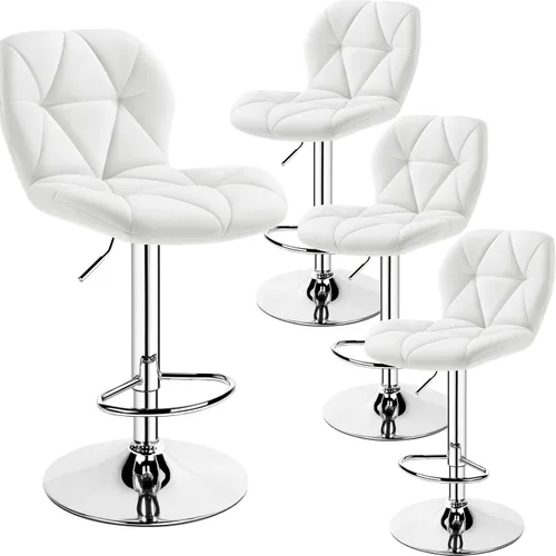 Miniatura 11 de Yaheetech Juego de 2 taburetes de bar, modernas sillas ajustables para isla de cocina, taburetes giratorios de piel sintética negra para bar, Negro
