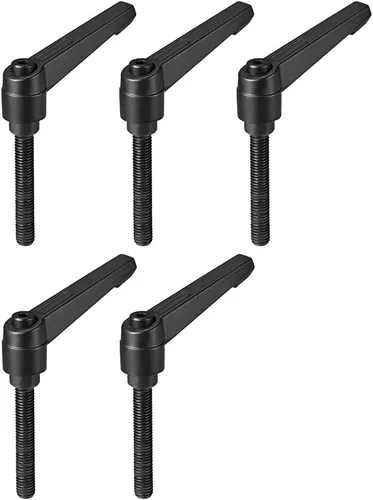 Miniatura 30 de uxcell 5 piezas de manija de palanca de sujeción ajustable M5 x 1.969 in de óxido negro métrico de acero al carbono macho roscado perillas de mano