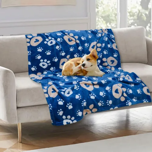 Miniatura 15 de Manta Suave para Perros para Perros Grandes - Manta Mullida para Mascotas para Gatos y Cachorros, Manta Reversible con Diseño de Huellas de Pata gris