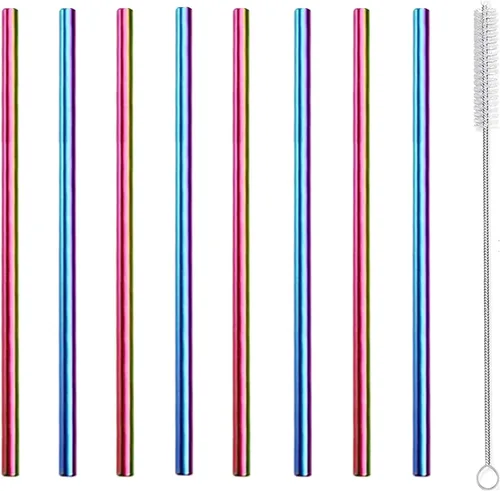 Miniatura 9 de Pajitas de Cóctel Cortas de Acero Inoxidable de 6 Pulgadas, Juego de Pajitas de Bar Pequeñas Mini de Metal Reutilizables con Cepillo Limpiador
