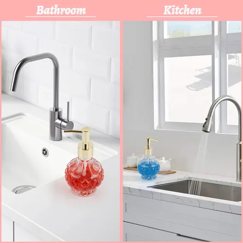 Miniatura 4 de Dispensador de jabón de manos de vidrio para baño con bomba a prueba de óxido para jabón de platos de cocina, jabón de manos, aceite esencial