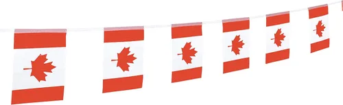 Miniatura 5 de Bandera de Canadá, bandera canadiense, 100 pies/76 unidades de banderines nacionales del mundo del país, suministros de decoración de fiesta
