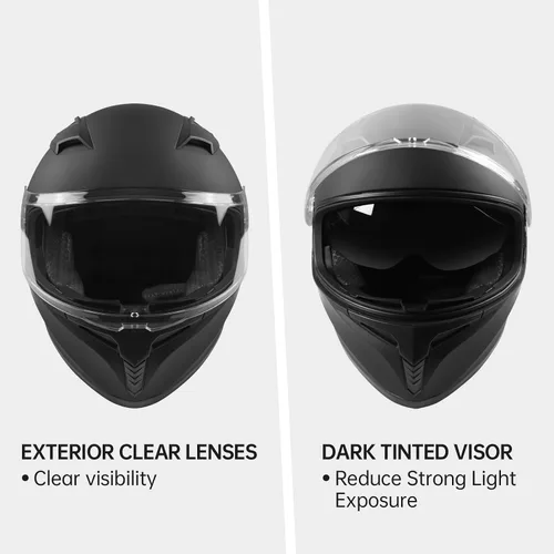 Miniatura 4 de CUTEY Casco de motocicleta de cara completa, certificado DOT, ligero, doble visera, ventilado, para adultos, hombres y mujeres