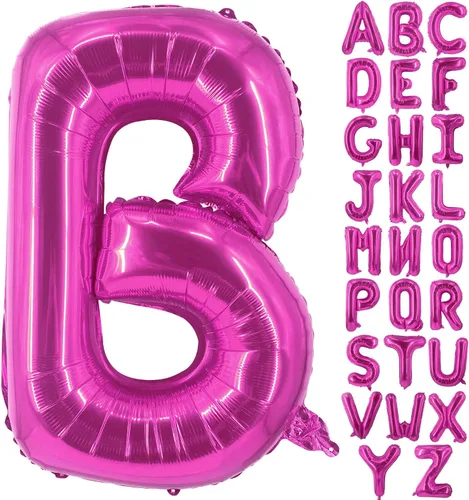 Lovoir Globos grandes de 40 pulgadas con letra B rosa intenso, tamaño jumbo, de mylar y papel de aluminio, de helio, para decoraciones de