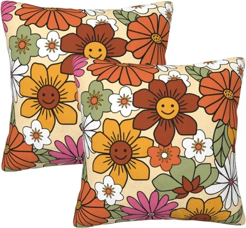 Miniatura 8 de Juego de 2 fundas de almohada bohemias de 18 x 18 pulgadas, fundas de almohada bohemias onduladas suaves con ondas de arco iris, fundas de cojín