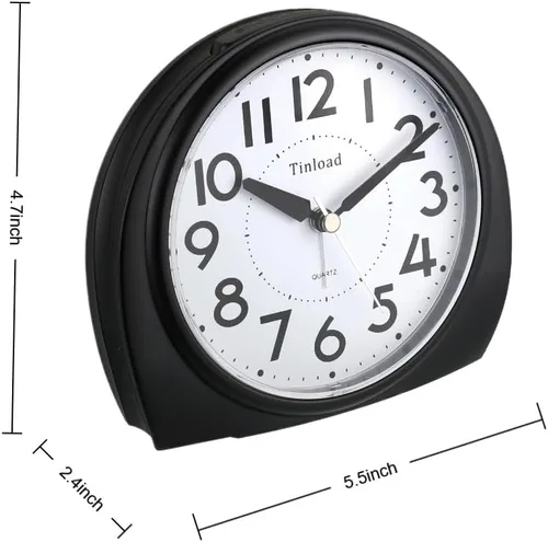 Miniatura 3 de Tinload Reloj despertador analógico grande de 5.5 pulgadas, silencioso, sin tictac, despertador suave, sonidos de pitido, aumento de volumen