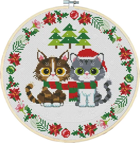 Miniatura 15 de Awesocrafts Kits de punto de cruz, trébol de cuatro hojas, patrones estampados de 11 quilates, fácil punto de cruz, suministros de costura