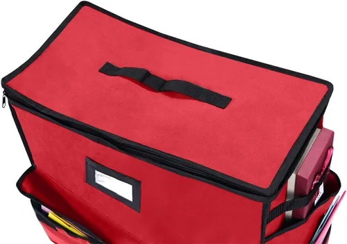 Miniatura 5 de Organizador de Almacenamiento Navideño ProPik, Bolsas de Regalo, Lazos, Cintas y Contenedor de Accesorios de Envoltorio (Rojo)
