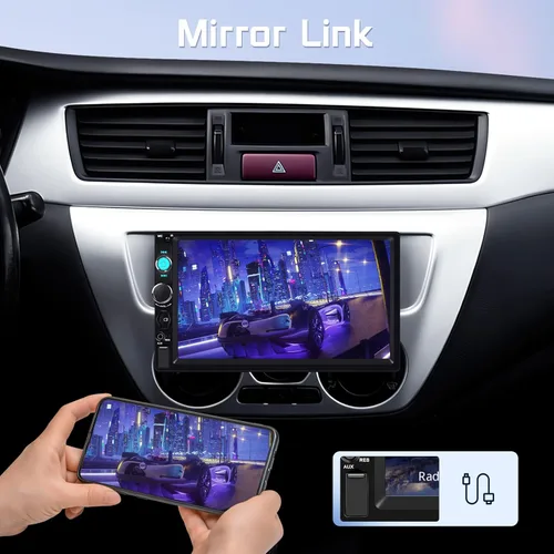 Miniatura 3 de Reproductor Multimedia MP5 Estéreo para Automóvil Single DIN de 7 Pulgadas con Carplay Inalámbrico Android Auto, Radio de Coche de 1 DIN