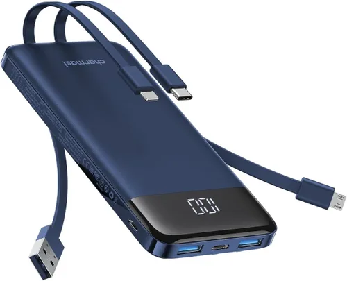 Miniatura 11 de Charmast Cargador portátil con cables incorporados, batería externa delgada de 10,000 mAh, cargador externo de alta velocidad con puerto USB C