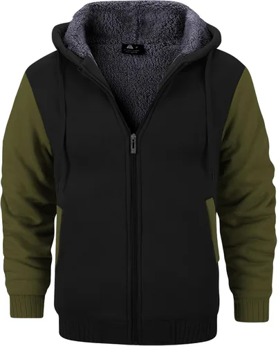 Miniatura 101 de GEEK LIGHTING Sudadera con capucha y cremallera para hombre, forro polar, chaqueta gruesa con capucha para invierno, cálida sudadera atlética