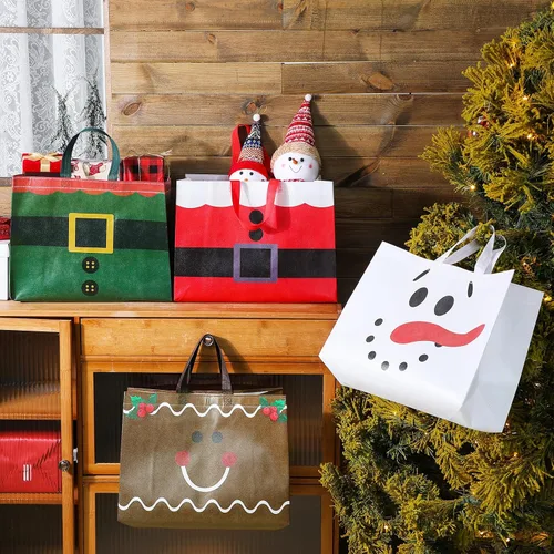 Miniatura 2 de Hosuly 16 piezas 17" Bolsas de regalo grandes de Navidad con asas Bolsas de compras reutilizables Bolsa de compras no tejida reutilizable