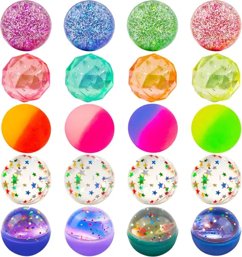 Bolas hinchables para niños, 20 piezas, 5 estilos, 1.260 in, surtidas, con bolsa de almacenamiento para recuerdos de fiesta de cumpleaños