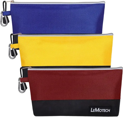 Miniatura 13 de Bolsas de herramientas LeMotech con cremallera, bolsas pequeñas resistentes al agua, bolsa de utilidad Oxford 1680D para organizadores