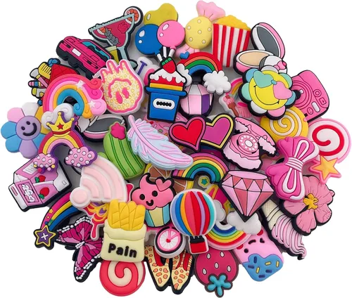30, 50, 100 piezas de dijes de zapatos de dibujos animados al azar para niñas y niños, accesorios para pulsera, sandalias y regalos