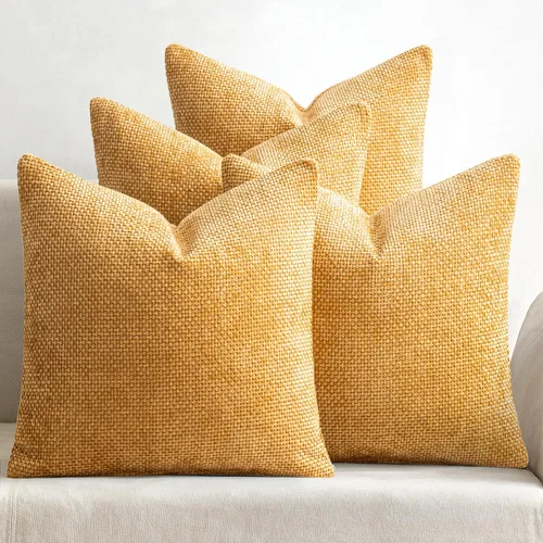 Miniatura 15 de MIULEE Paquete de 4 fundas de almohada para sofá, 16 x 16 pulgadas, fundas de almohada decorativas de felpilla suave color crema, fundas de cojín