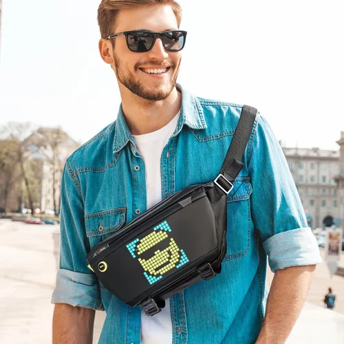 Miniatura 2 de Divoom Mochila bandolera con pantalla LED, mochila cruzada impermeable para el hombro, mochila de viaje para hombres y mujeres