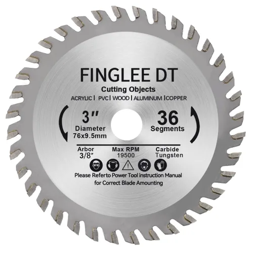 Miniatura 7 de TCT - Hoja de sierra circular de 3 pulgadas con eje de 3/8, hoja de herramienta de corte de 18 dientes para madera, plástico, PCV, acrílico, madera