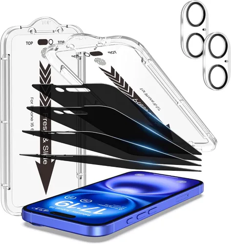 Miniatura 20 de EZ-GLAZ - Paquete de 4 + 2 protectores de pantalla de privacidad para iPhone 13 [6.1 pulgadas] con protector de lente de cámara