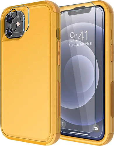 Miniatura 14 de Diverbox - Funda para iPhone 12 a prueba de golpes y caídas, protector de pantalla de vidrio templado, funda protectora de alta resistencia