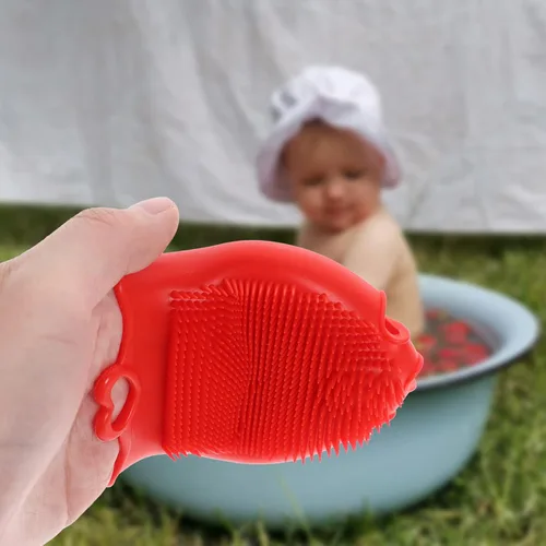 Miniatura 7 de Beaupretty Cepillo de silicona para champú para bebés con masajeador suave del cuero cabelludo y agarre cómodo, exfoliante suave para el cuidado