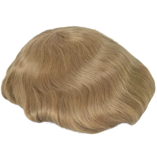 Miniatura 4 de Voloria Swiss Full Lace Toupee Europeo Real Cabello Humano Reemplazo para Hombres Hairpiece #18 Rubio Ceniza Marrón