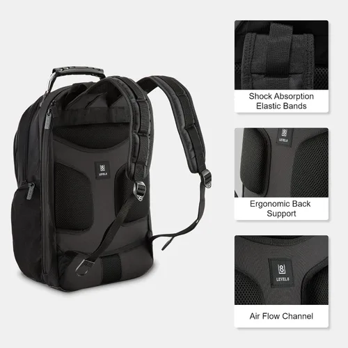 Miniatura 7 de LEVEL8 Mochila para laptop, mochila de trabajo para hombres y mujeres, bolsa de computadora de viaje para negocios, compatible con laptop y portátil