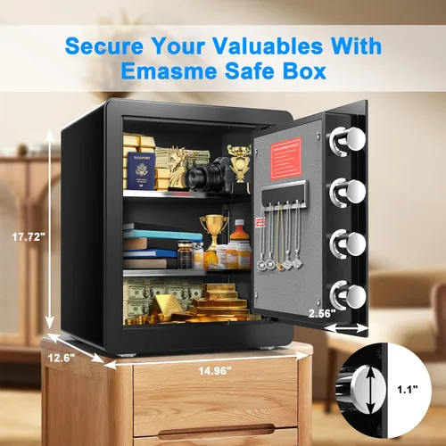 Miniatura 2 de Caja fuerte, caja fuerte para el hogar con bolsa ignífuga e impermeable Caja Fuerte Para Dinero caja de seguridad para dinero para efectivo