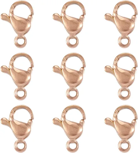 Miniatura 9 de Pandahall - 100 cierres de pinza de langosta de acero inoxidable, joyería de oro real de 24 quilates, cierre de langosta de 2 colores, cierre
