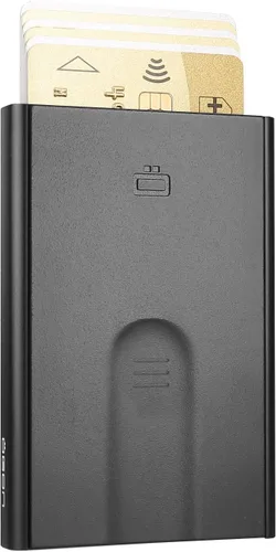 Miniatura 6 de ÖGON -DESIGNS- Tarjetero automático de aluminio, protección RFID contra fraude y desmagnetización, cartera delgada y minimalista para hombres
