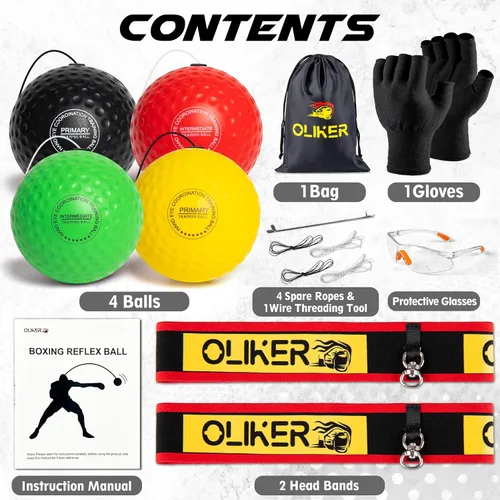 Miniatura 2 de Boxing Reflex Ball for Adults and Kids, 4 Levels Boxing Ball with Adjustable Headbands, Perfect for Reaction, Agility, Punching Speed, Fight Skill