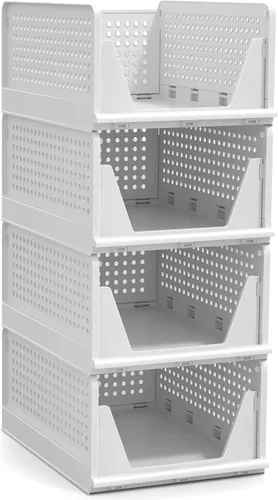 Miniatura 8 de Sorbus Paquete de 4 organizadores de estantes medianos con diseño frontal abierto debajo del estante para armario, baño, cocina, garaje, cestas