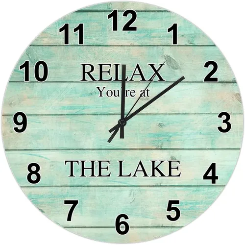 Miniatura 8 de UFunhome Reloj de pared de granja Lake Relax You're at The Lake Silent Non-Ticking Vintage Country reloj de grano de madera a pilas para el hogar