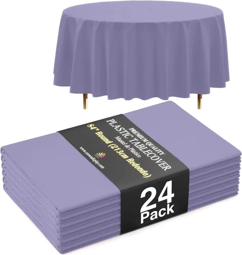 Miniatura 41 de Exquisite 66% Thicker Premium Aqua Round Tablecloth 0.5 Mil 6 Pack Plastic Table Cloth Disposable 84 Inch Round Plastic Tablecloth Won't Tear Easily