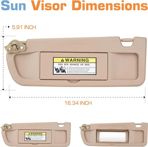 Miniatura 5 de Visera solar izquierda y derecha para Honda Civic 2006 2007 2008 2009 2010 2011 EX LX Sedan SI Coupé, parasol beige para el lado del conductor